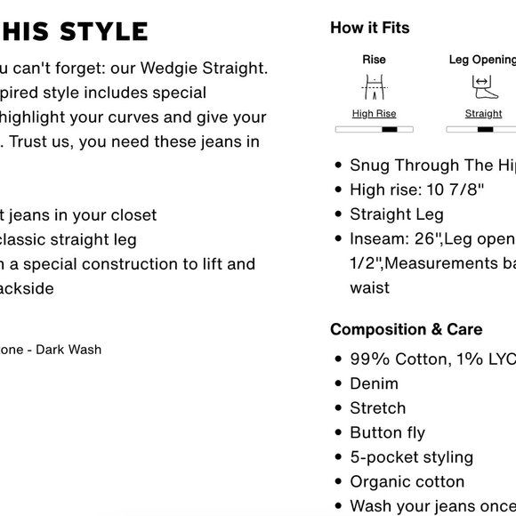 Levi's Wedgie Straight Fit Jeans (S27, 28L) - Picture 4 of 10